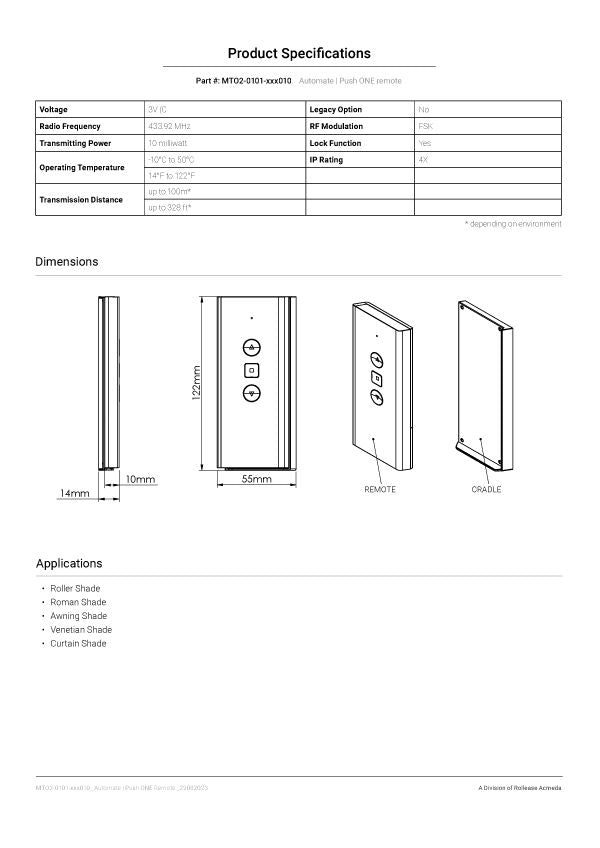 Automate Push 1 Channel Remote