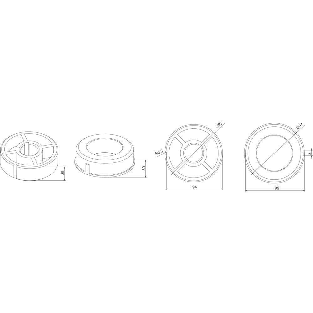 Alpha A2505 Crown & Drive – 100mm Keyless Tube (60mm Motors)