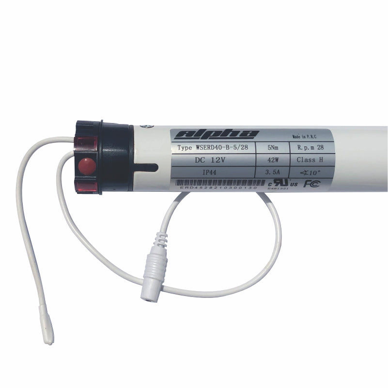 Alpha WSERD40-B 5/28 Rechargeable Roller Blind Motor – 5Nm, 35mm, Built-in Receiver - Pre-Order Item