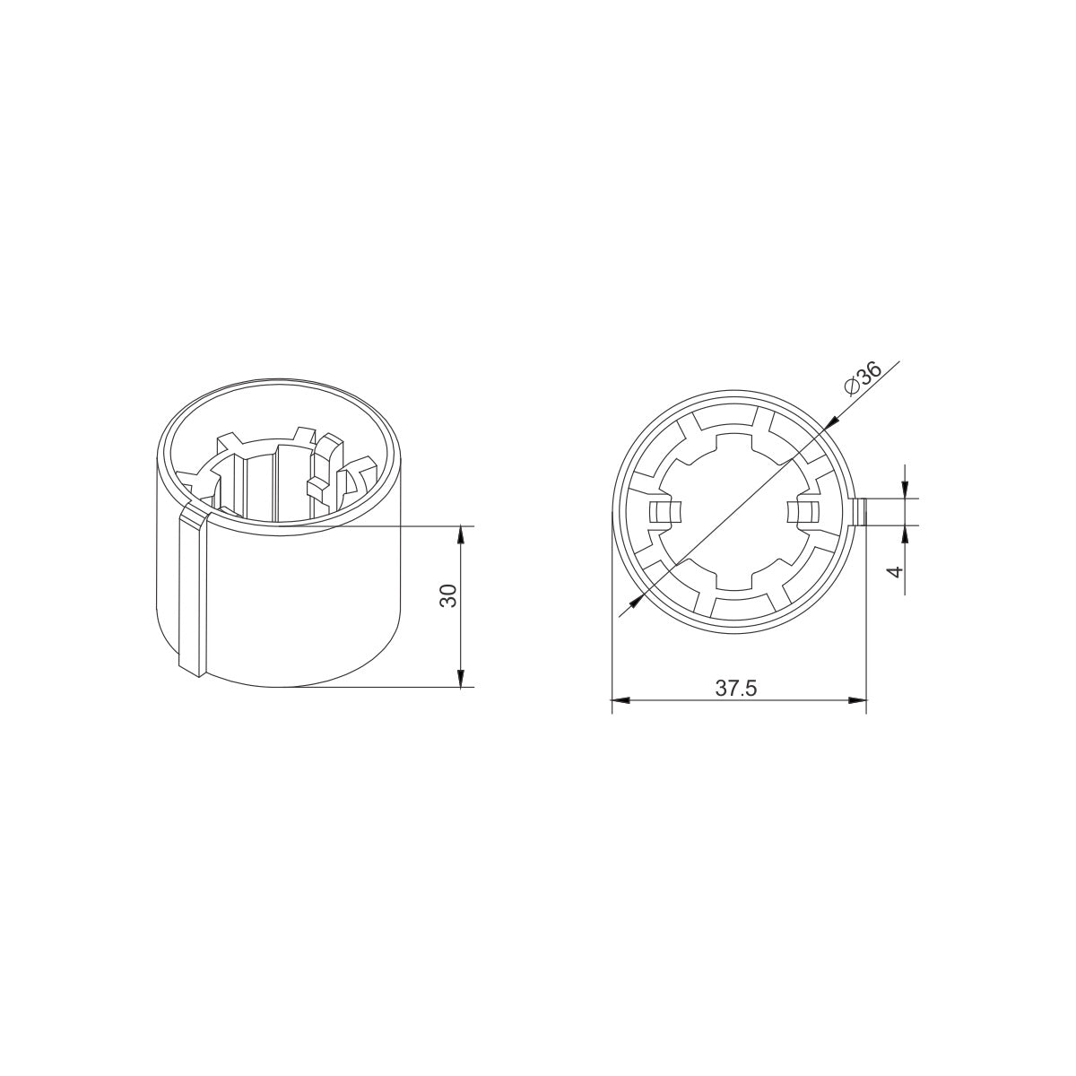 Alpha A2305 Crown & Drive – JAI 45mm, Mytec 42mm & BbB 45mm Tube (40mm Motors)