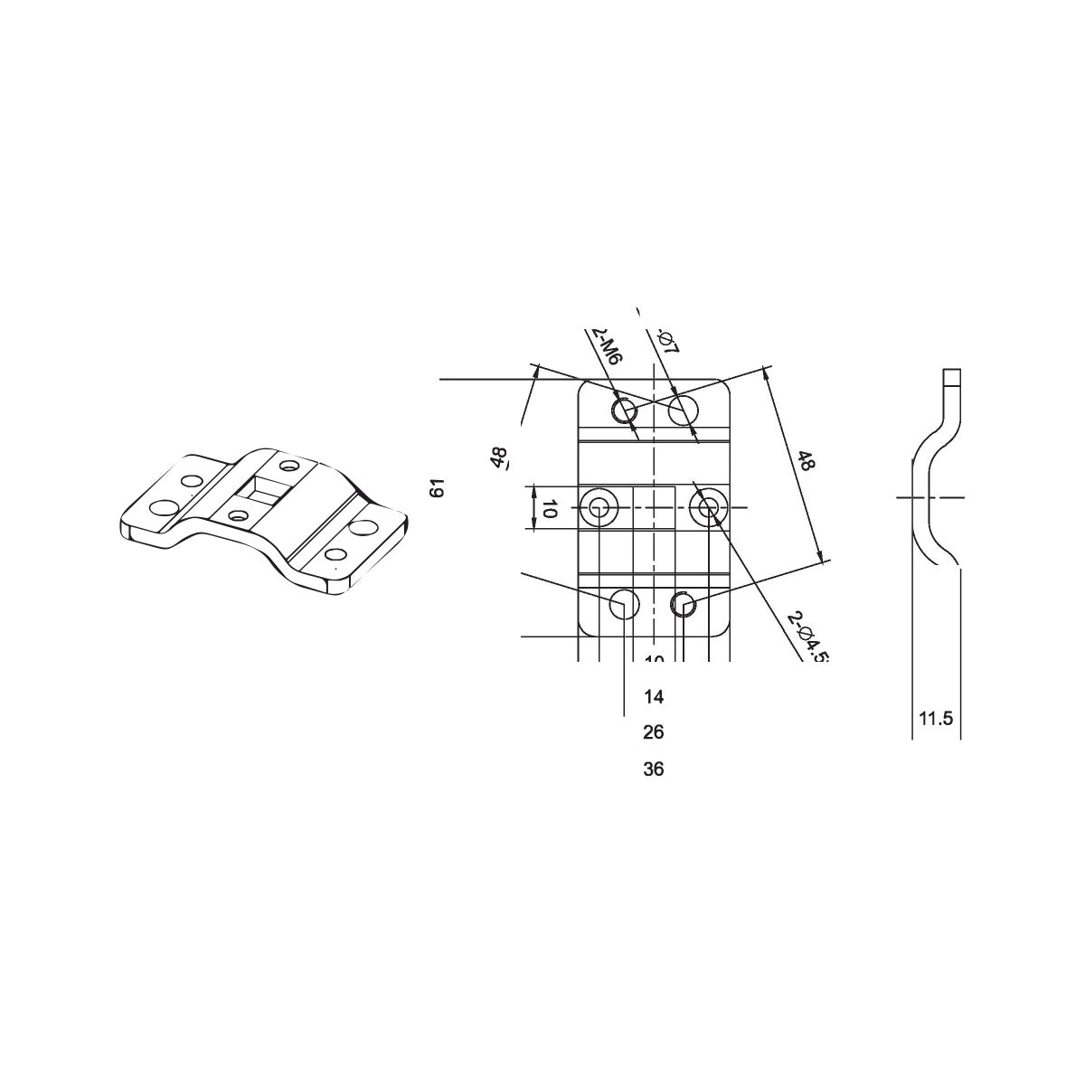 Alpha A3005 SS Awning Motor Bracket – Block & Pin, Stainless Steel