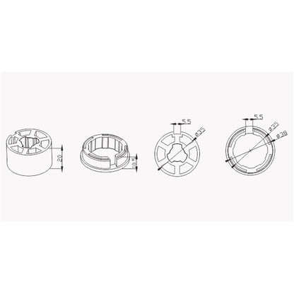 Alpha A2204 Crown & Drive – 36mm Internal Tube with Small Keyway (30mm Motors)