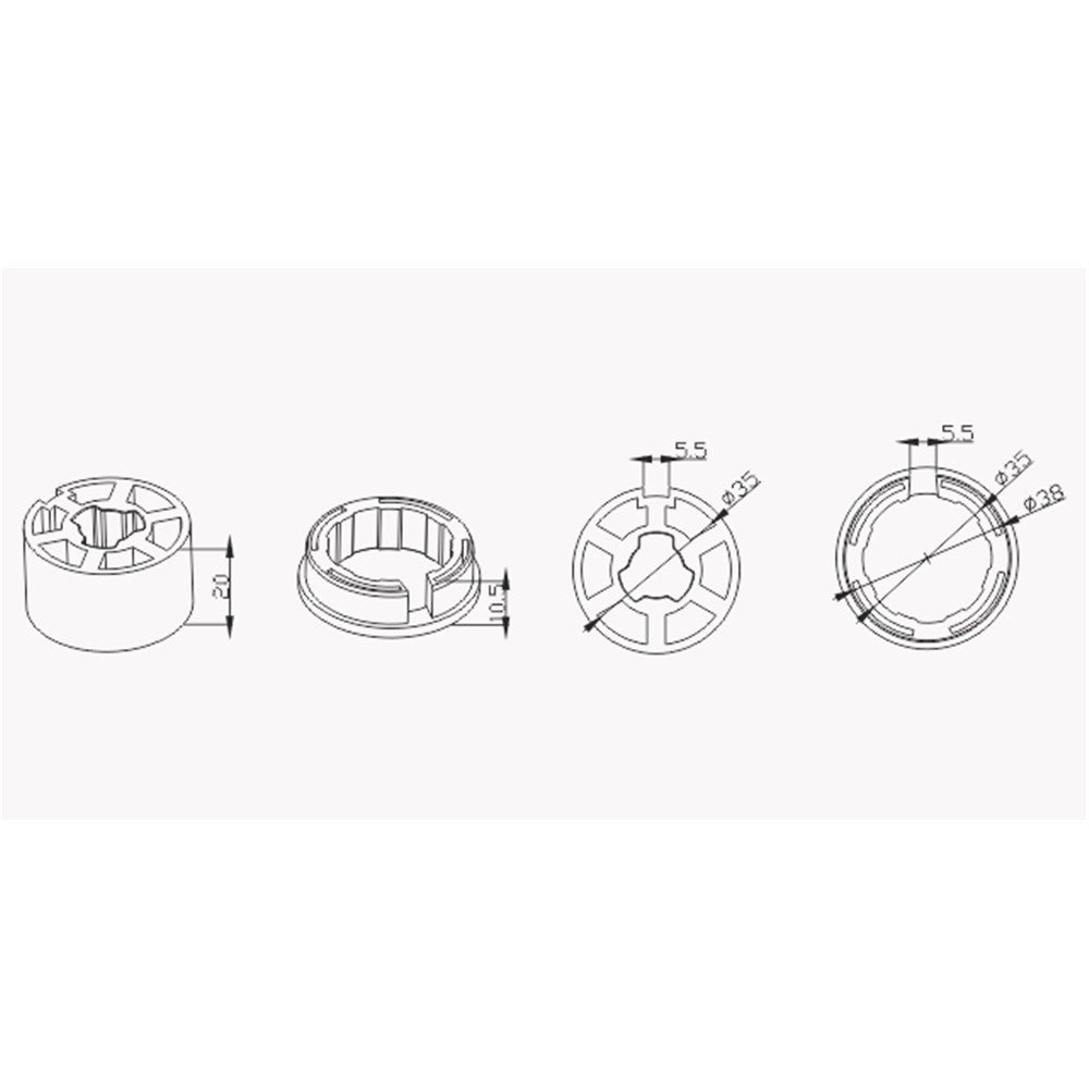 Alpha A2204 Crown & Drive – 36mm Internal Tube with Small Keyway (30mm Motors)