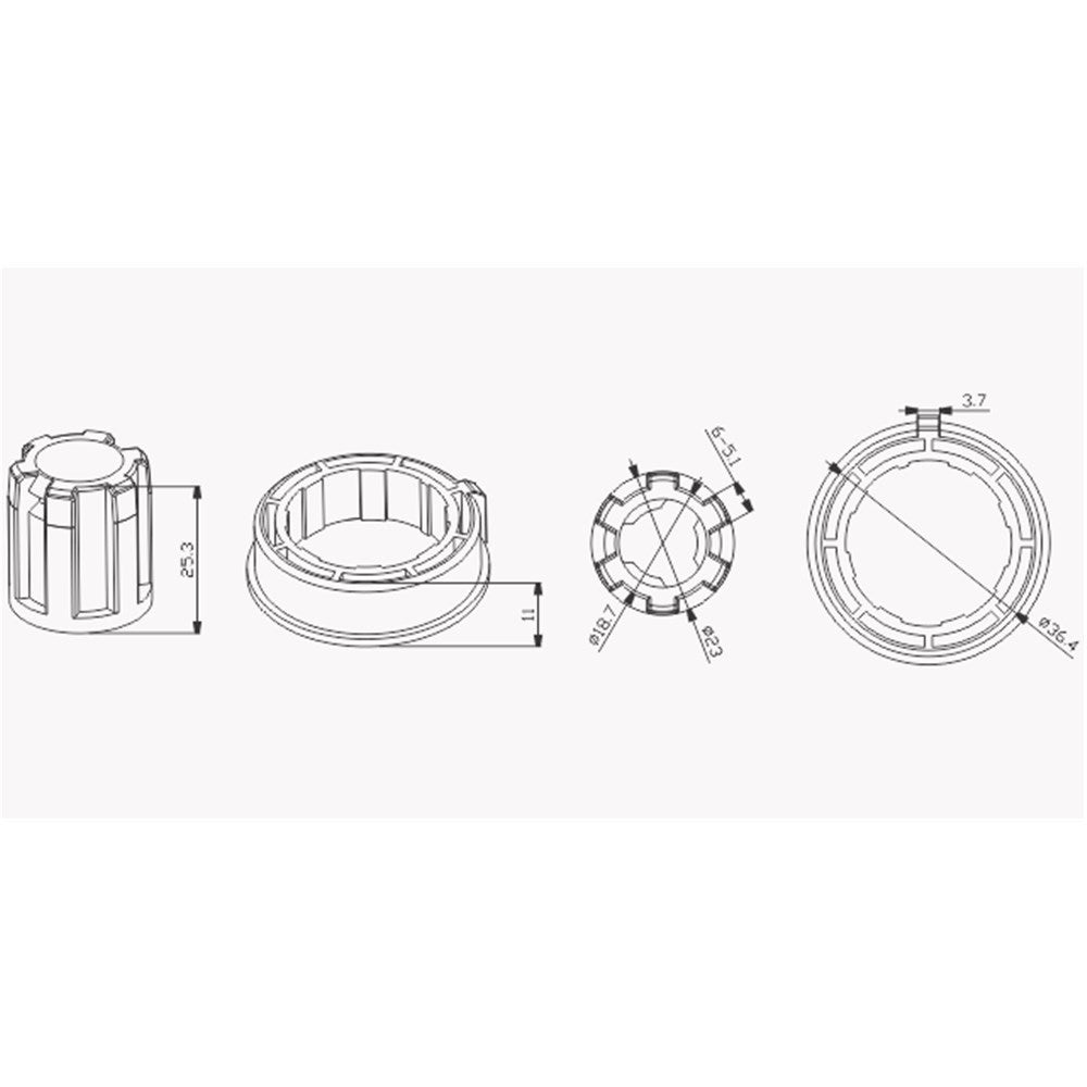 Alpha A2207 Transit Drive Adaptors – 35mm Fittings to 25mm Motor