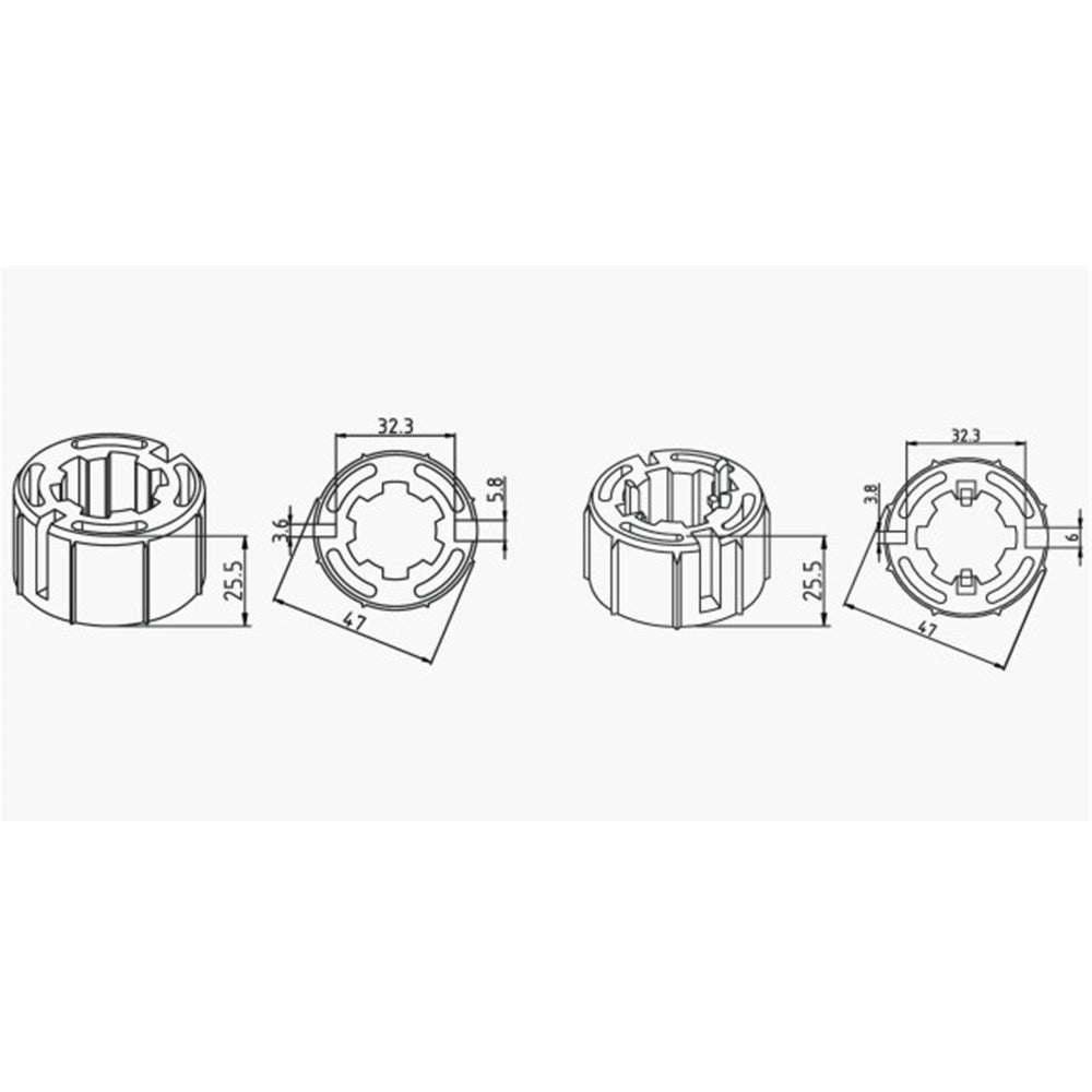 Alpha A2401 Crown & Drive – 50mm Straight Gauge Keyless Tube (50mm Motors)