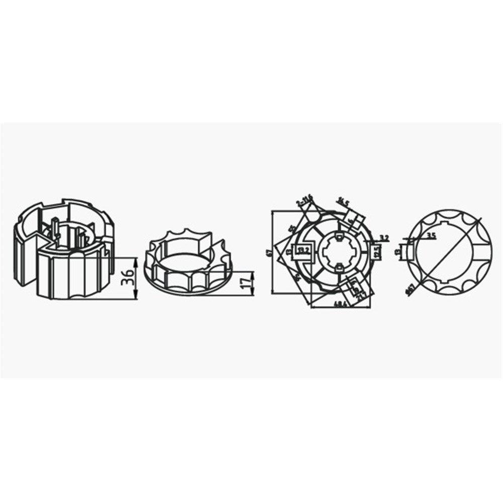 Alpha A2408 Crown & Drive – 70mm Uniline Galvanised Tube, Eccentric (50mm Motors)