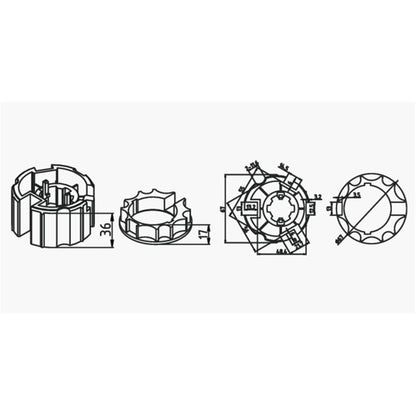 Alpha A2408 Crown & Drive – 70mm Uniline Galvanised Tube, Eccentric (50mm Motors)