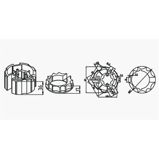 Alpha A2408 Crown & Drive – 70mm Uniline Galvanised Tube, Eccentric (50mm Motors)