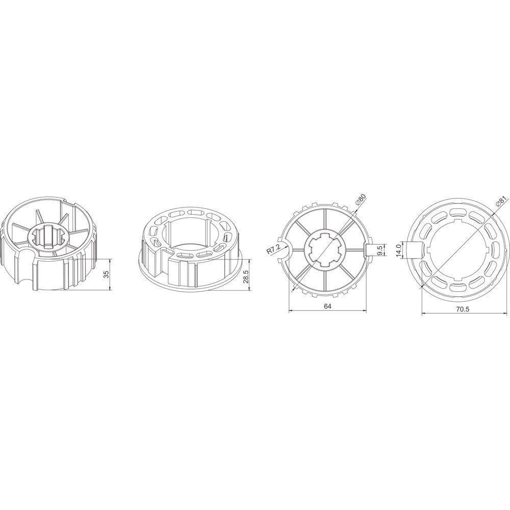 Alpha A2410 Crown & Drive – 85mm Galvanised Tube with Keyway (50mm Motors)