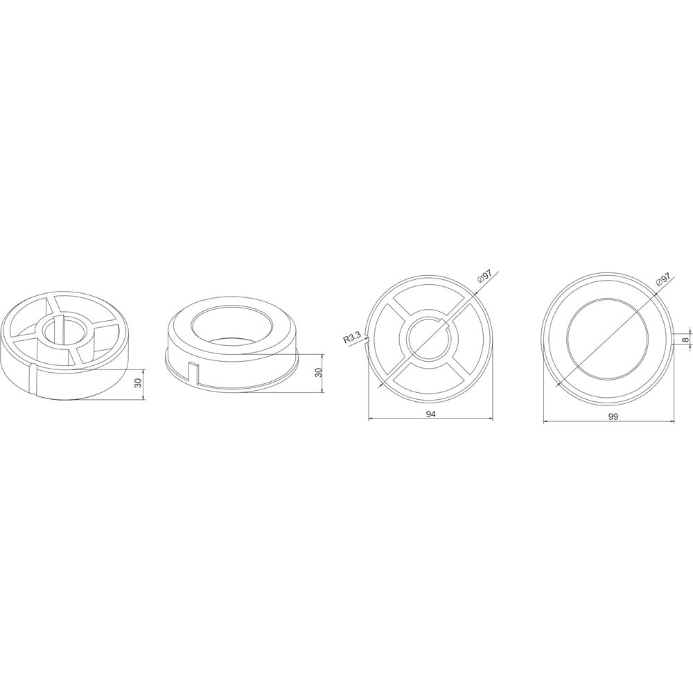 Alpha A2505 Crown & Drive – 100mm Keyless Tube (60mm Motors)