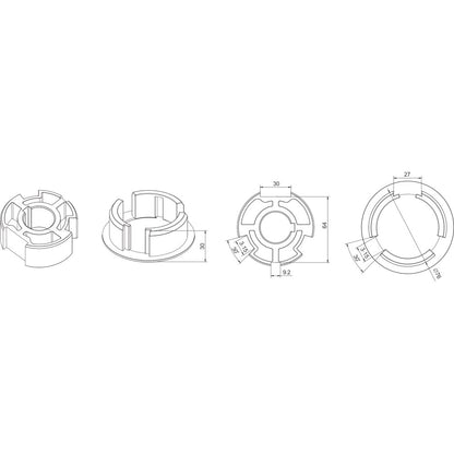 Alpha A2509 Crown & Drive – 80mm Tube with 3 Keyways (60mm Motors)
